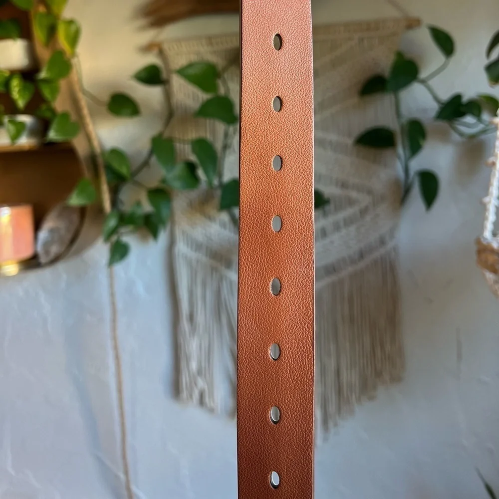 Target Brown Faux Leather Double Ring Belt 50” O-Ring Buckle Waist Hip Belt Boho